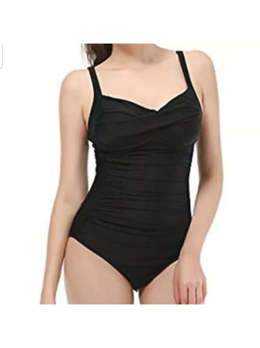 ADFOLF One Piece Black Ruched swimsuit. Sz medium.